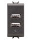 DOUBLE USB SOCKET OUTLET 1 M 2.1A ANTHRACITE